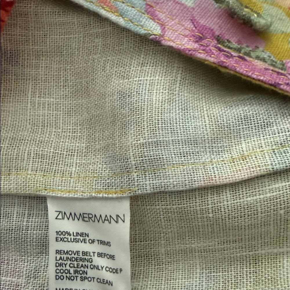 Zimmermann Belted Floral Linen Mustard Rose Mini Dress NWT - Picture 10 of 10